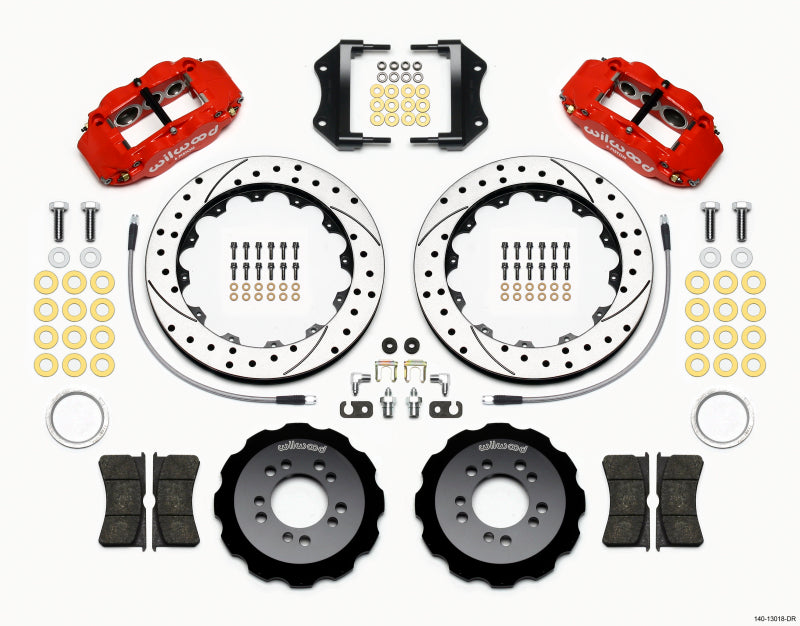 Wilwood Narrow Superlite 6R Front Hat Kit 12.88in Drill Red 2013-Up Ford Focus ST w/ Lines - Mammoth Racing -