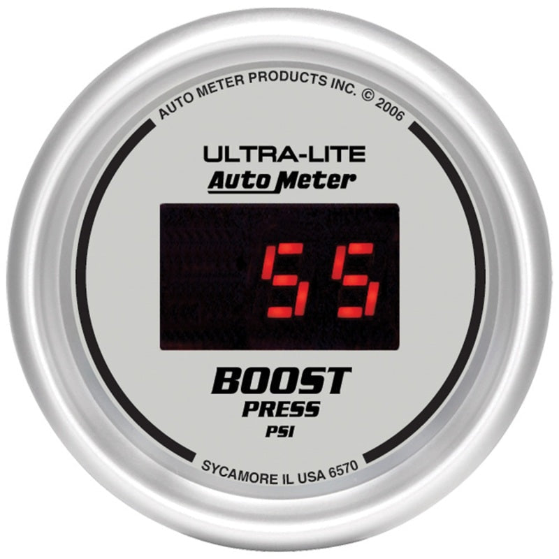 Autometer Ultra-Lite 2-1/16in 5-60 PSI Digital Boost Pressure Gauge - Silver - My Store