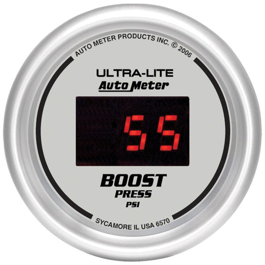 Autometer Ultra-Lite 2-1/16in 5-60 PSI Digital Boost Pressure Gauge - Silver - My Store