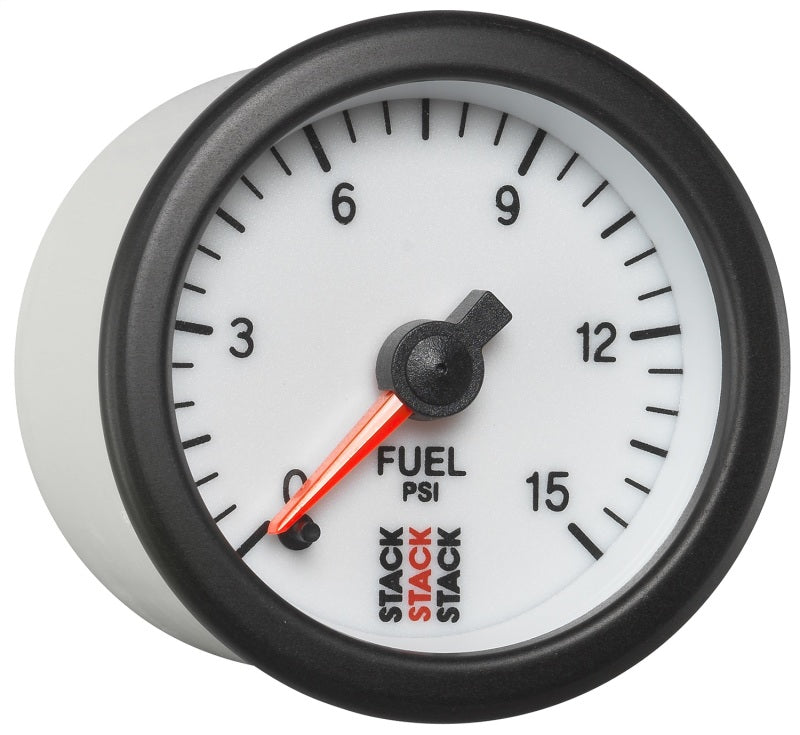 Autometer Stack 52mm 0-15 PSI 1/8in Nptf Male Pro Stepper Motor Fuel Pressure Gauge - White - My Store