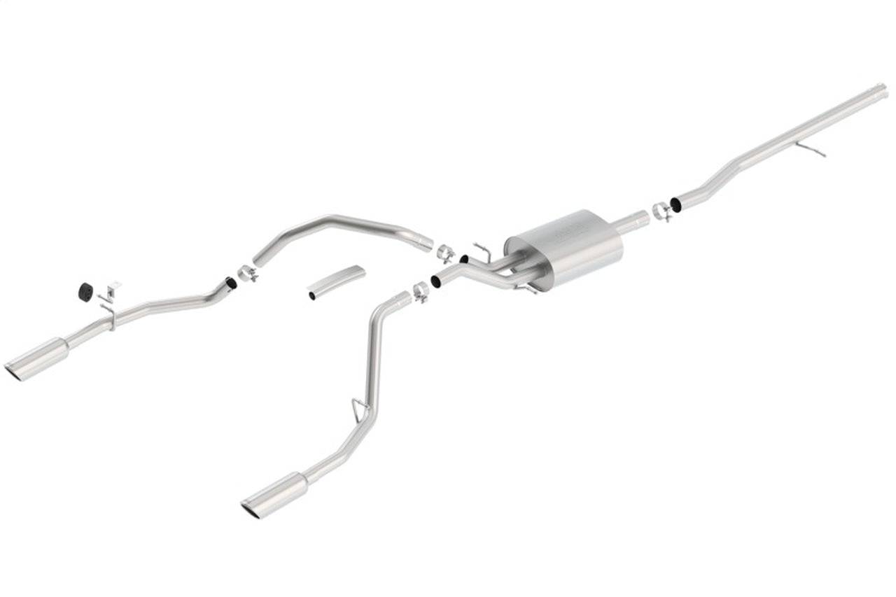 Borla 14 Silv/Sierra 1500 C/B Touring Exh/2.75in in muff 2.25inout 4inTIp SS Rear Exit-Black Chrome - Mammoth Racing -