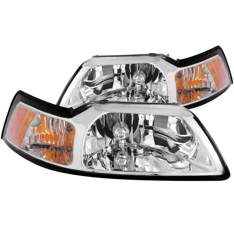 ANZO 1999-2004 Ford Mustang Crystal Headlights Chrome - Mammoth Racing -