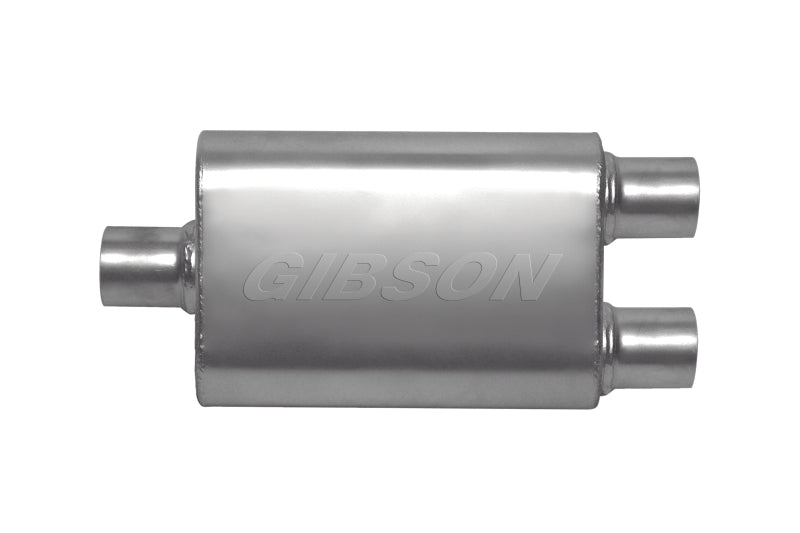Gibson CFT Superflow Center/Dual Oval Muffler - 4x9x13in/3in Inlet/2.5in Outlet - Stainless - Mammoth Racing -