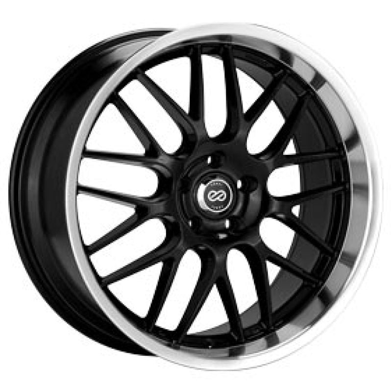 Enkei Lusso 18x8 40mm Offset 5x120 Bolt Pattern Black w/ Machine Lip Wheel - Mammoth Racing -