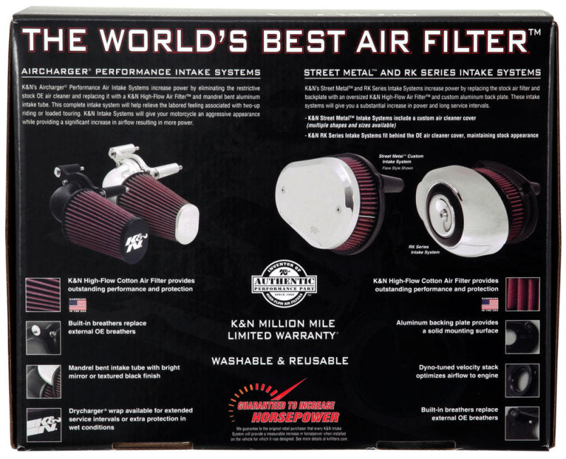 K&N 08-10 Harley Davidson Touring Models Performance Intake Kit - Bright Aluminized - Mammoth Racing -
