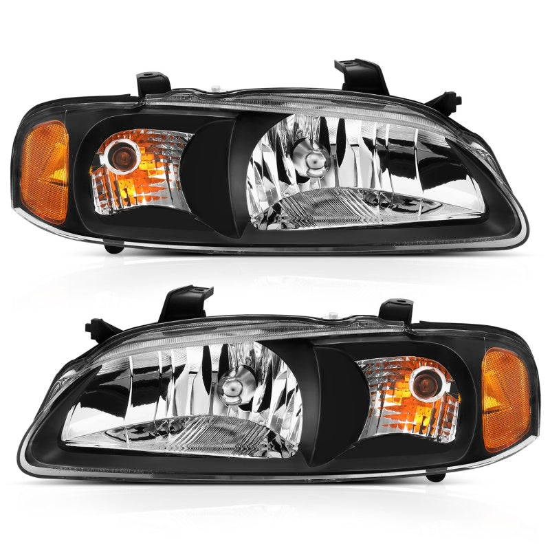 ANZO 2000-2002 Nissan Sentra Crystal Headlight Black Amber Reflector - Mammoth Racing -