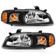 ANZO 2000-2002 Nissan Sentra Crystal Headlight Black Amber Reflector - Mammoth Racing -