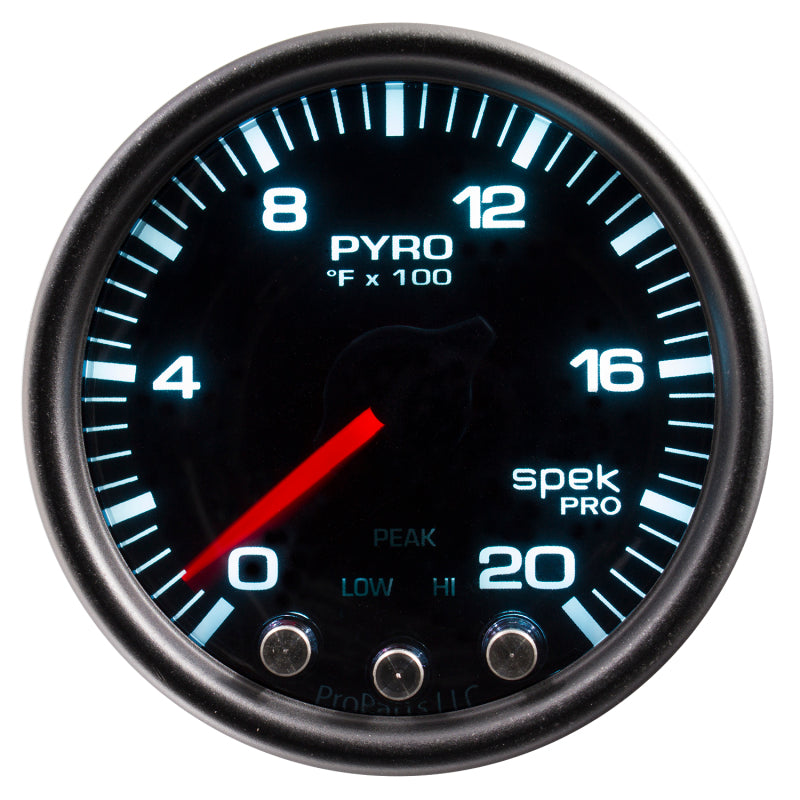 Autometer Spek-Pro Gauge Pyro. (Egt) 2 1/16in 2000f Stepper Motor W/Peak & Warn Blk/Smoke/Blk - My Store