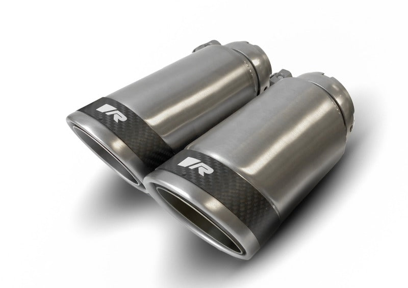 Remus Stainless Steel 84mm Angled w/Carbon Ring Tail Pipe Set (Pair) - Mammoth Racing -
