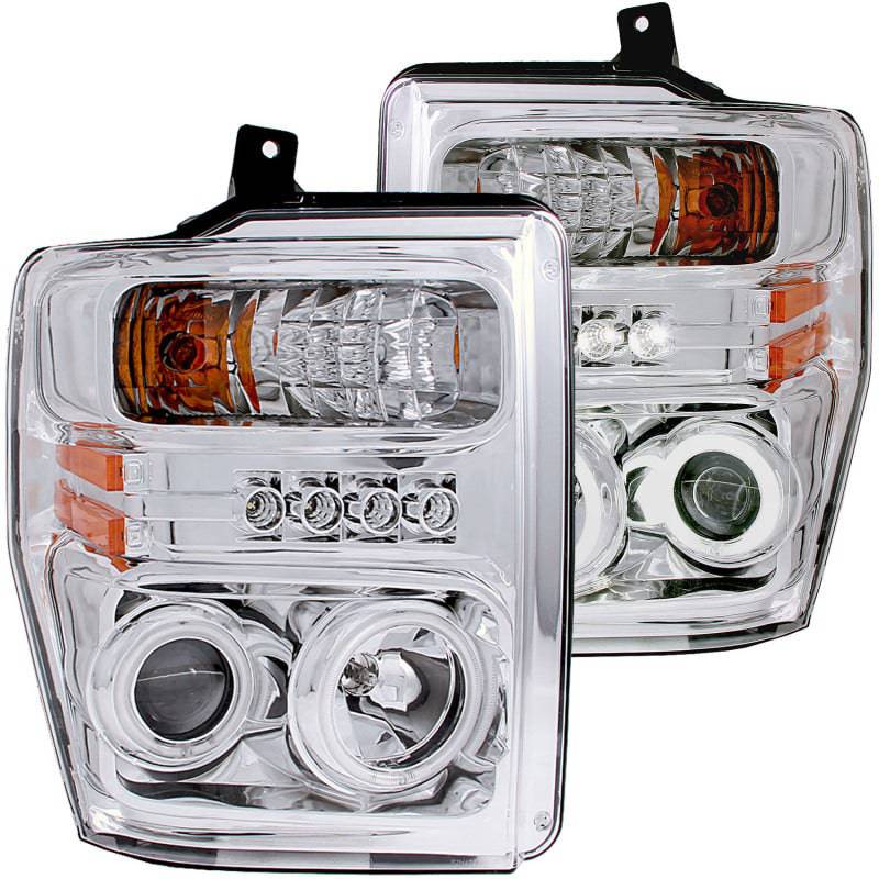ANZO 2008-2010 Ford F-250 Projector Headlights w/ Halo Chrome (CCFL) - Mammoth Racing -