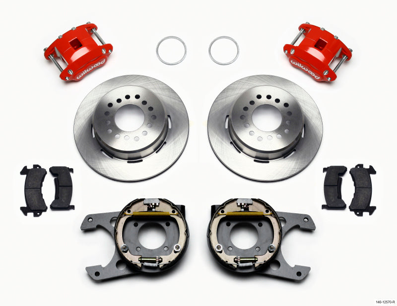 Wilwood D154 P/S Park Brake Kit Red 12 Bolt 2.75in offset Staggered Shock - Mammoth Racing -