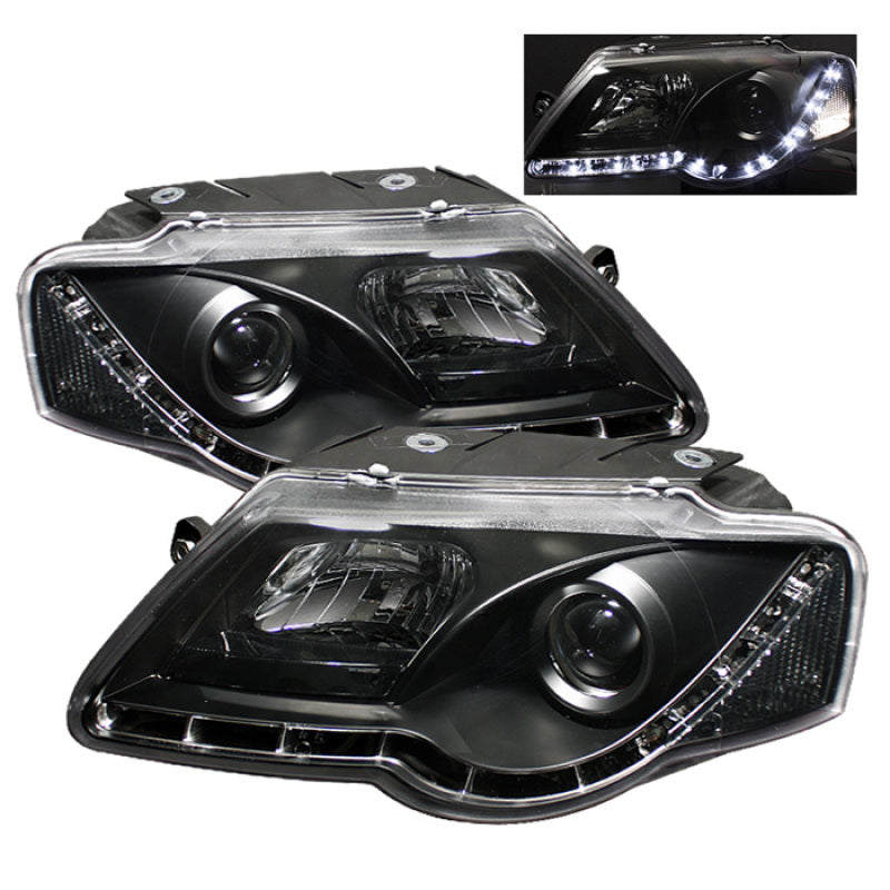 Spyder Volkswagen Passat 06-08 Projector Headlights DRL Black High H1 Low H1 PRO-YD-VP06-DRL-BK - Mammoth Racing -
