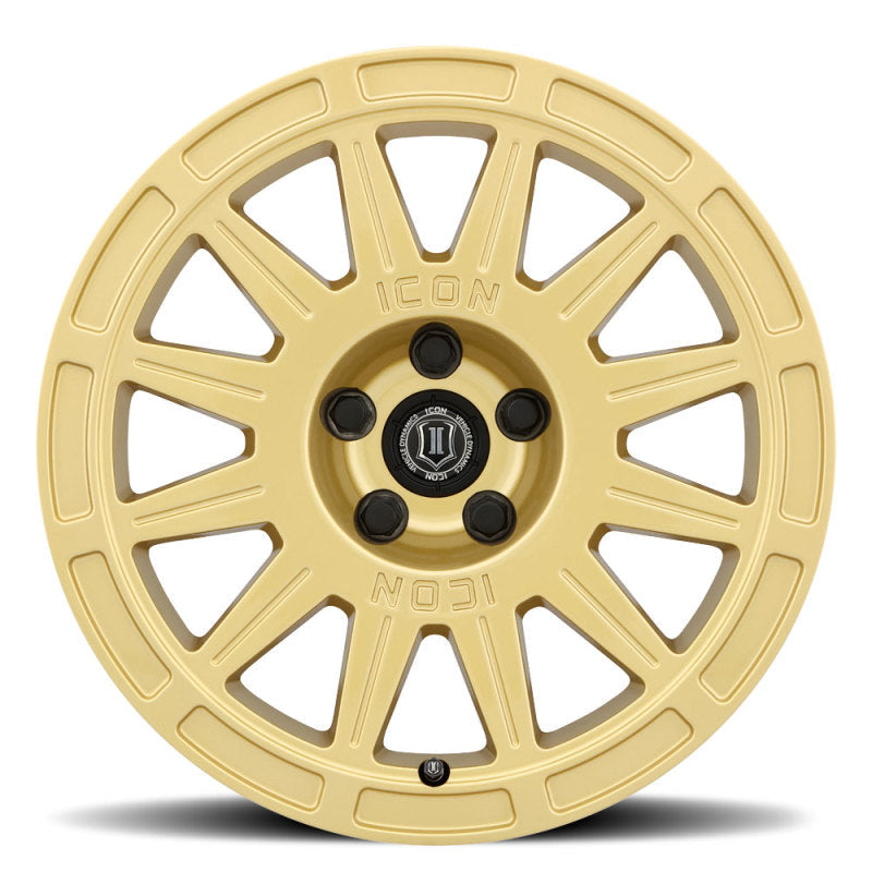 Icon Ricochet 15x7 5x100 15mm Offset 4.6in BS 56.1mm Bore Gloss Gold Wheel - Mammoth Racing -