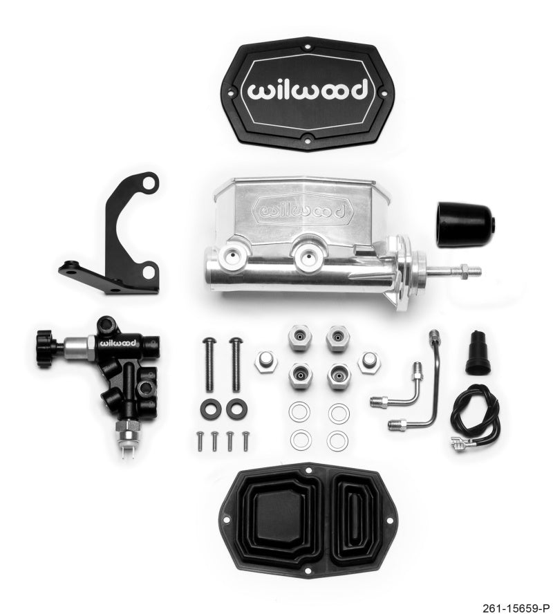Wilwood Compact Tandem M/C - 7/8in Bore w/RH Bracket and Valve (Pushrod) - Ball Burnished - My Store