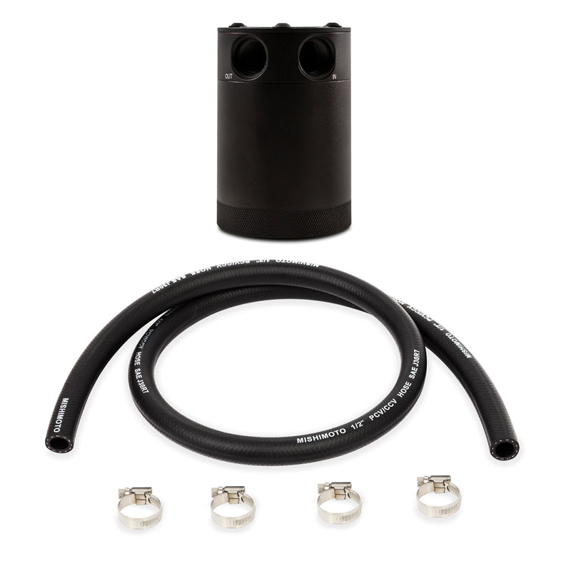 Mishimoto Assembled Universal 2-Port Catch Can Black w/ Hose - Mammoth Racing -