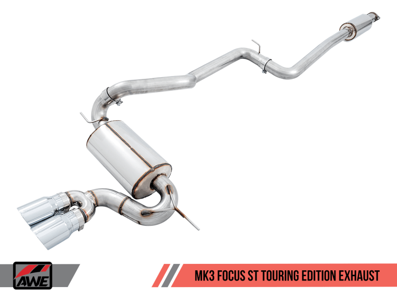 AWE Tuning Ford Focus ST Touring Edition Cat-back Exhaust - Resonated - Diamond Black Tips - My Store