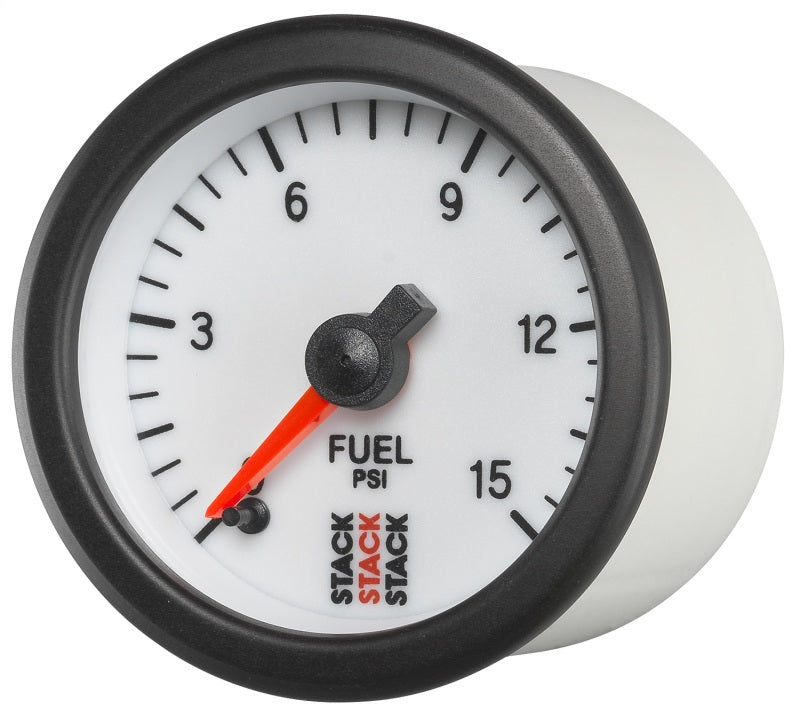 Autometer Stack 52mm 0-15 PSI 1/8in Nptf Male Pro Stepper Motor Fuel Pressure Gauge - White - My Store