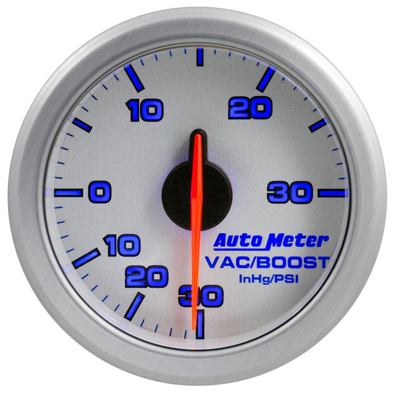 Autometer Airdrive 2-1/6in Boost/Vac Gauge 30in Hg/30 PSI - Silver - My Store