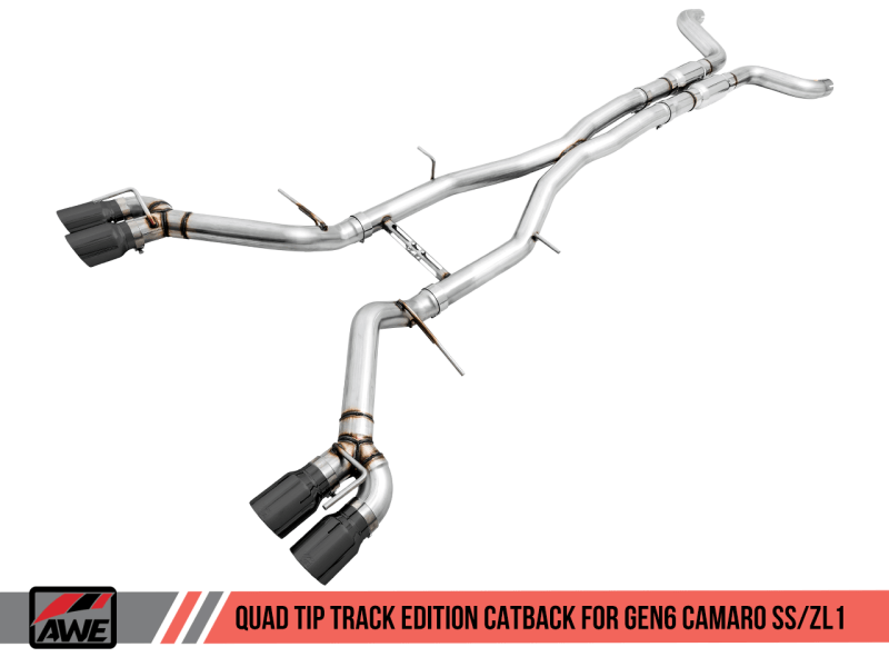 AWE Tuning 16-19 Chevy Camaro SS Non-Res Cat-Back Exhaust - Track Edition (Quad Diamond Black Tips) - My Store