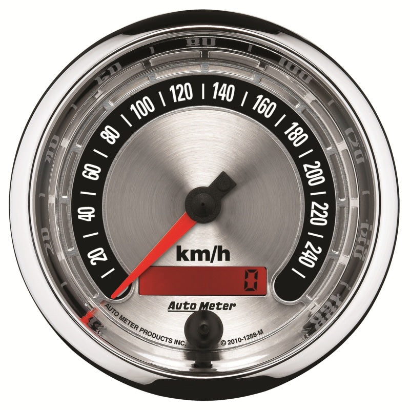 Autometer American Muscle 85.7mm Electric Programmable Metric 260kph Speedometer - My Store
