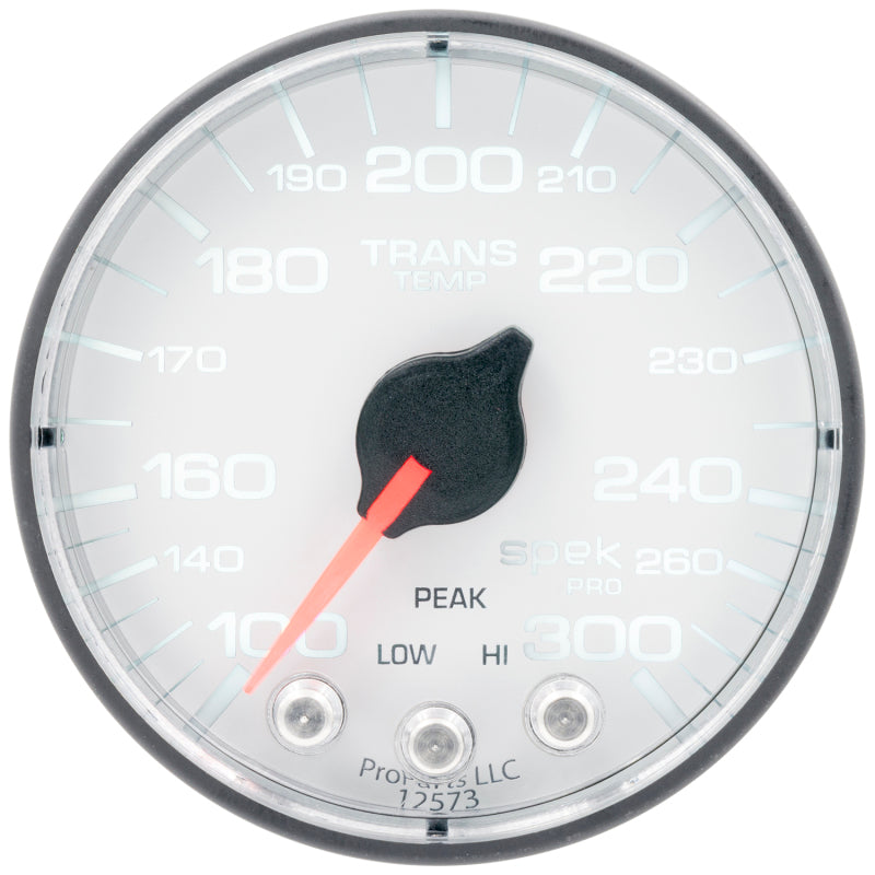 Autometer Spek-Pro 2 1/16in 300 Degree F Stepper Motor W/Peak & Warn White/Black Trans Temp Gauge - My Store