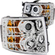 ANZO 2007-2013 Chevrolet Silverado 1500 Projector Headlights w/ Halo Chrome - Mammoth Racing -