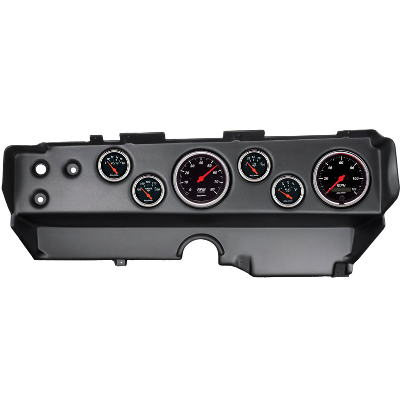 Autometer Designer Black 70-74 E-Body/Cuda/Challenger Dash Kit 6pc Tach/ Mph/ Fuel/ Oil/ Wtmp/ Volt - My Store