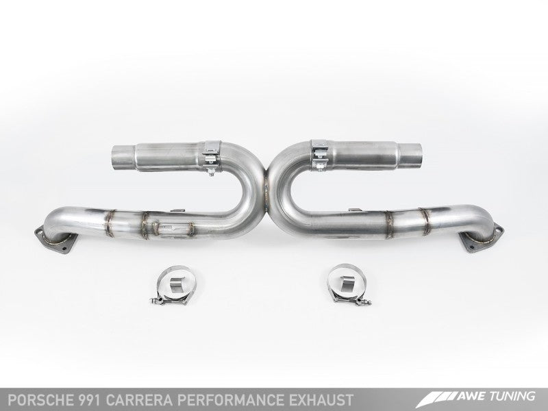 AWE Tuning 991 Carrera Performance Exhaust - Chrome Silver Tips - Mammoth Racing -
