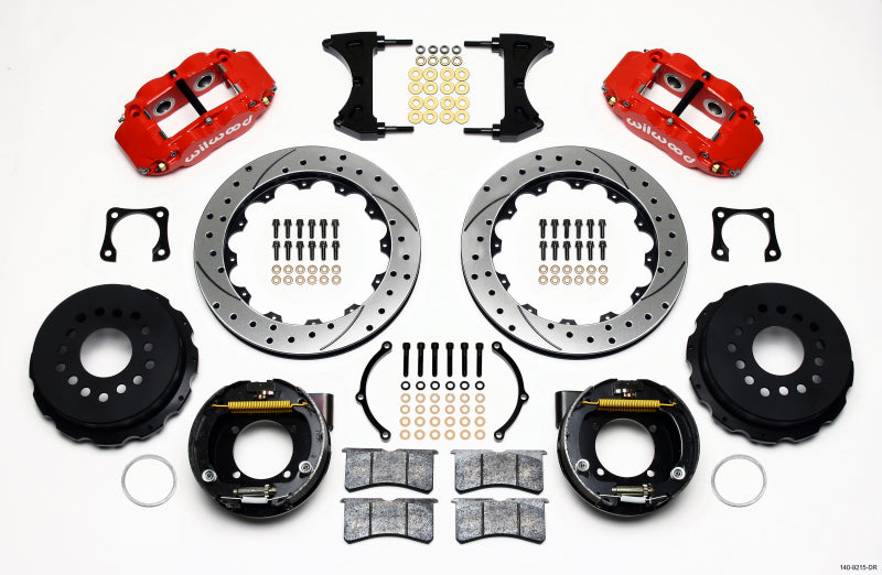 Wilwood Narrow Superlite 4R Rear P-Brk Kit 12.88in Drilled Red Chevy 12 Bolt-Spec 3.15in Brng - My Store