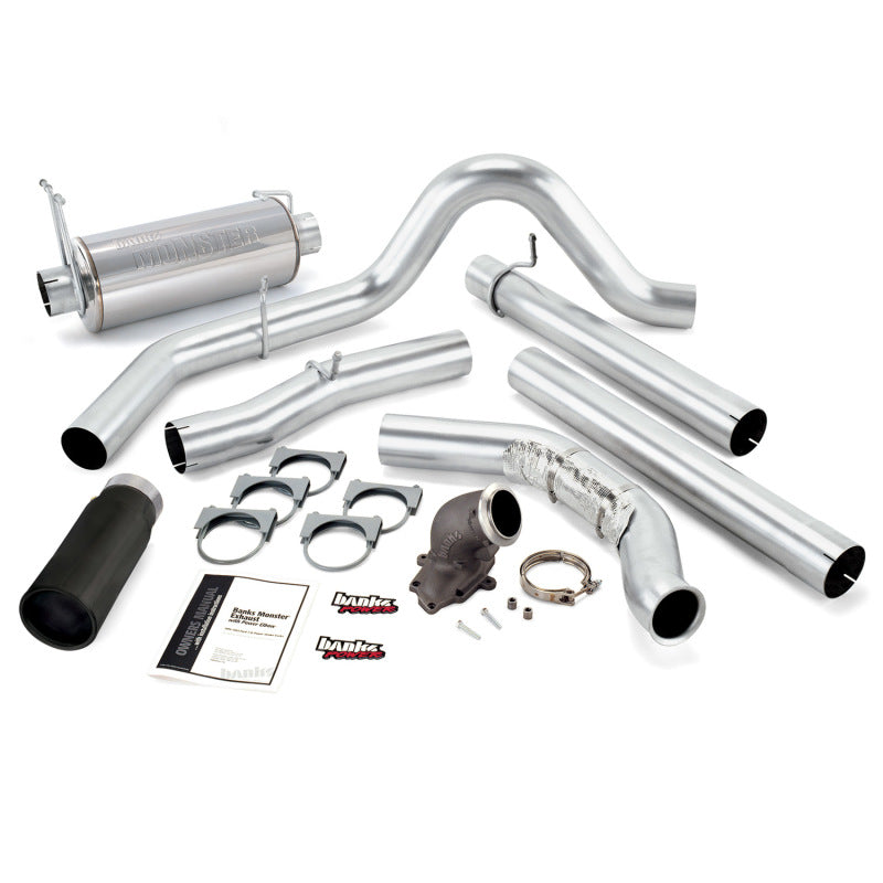Banks Power 99 Ford 7.3L w/Cat Conv Monster Exhaust w/ Power Elbow - SS Single Exhaust w/ Black Tip - Mammoth Racing -