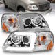 ANZO 1997-2003 Ford F-150 Projector Headlights w/ Light Bar Chrome Housing - Mammoth Racing -