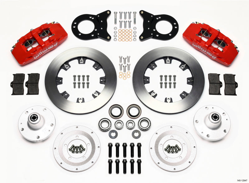 Wilwood Dynapro 6 Front Hub Kit 12.19in Red 1965-1969 Mustang Disc & Drum Spindle - Mammoth Racing -