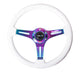 NRG Classic Wood Grain Steering Wheel (350mm) White Paint Grip w/Neochrome 3-Spoke Center - My Store