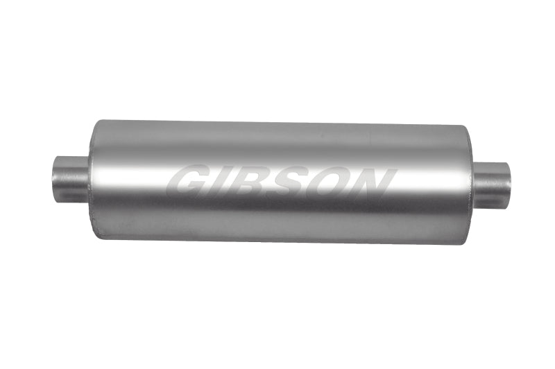 Gibson SFT Superflow Center/Center Round Muffler - 8x24in/4in Inlet/4in Outlet - Stainless - Mammoth Racing -