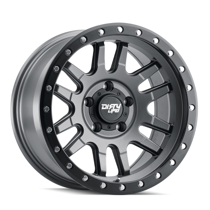 Dirty Life 9309 Canyon Pro 17x9/5x127 BP/-12mm Offset/71.5mm Hub Satin Graphite Wheel - Beadlock - Mammoth Racing -