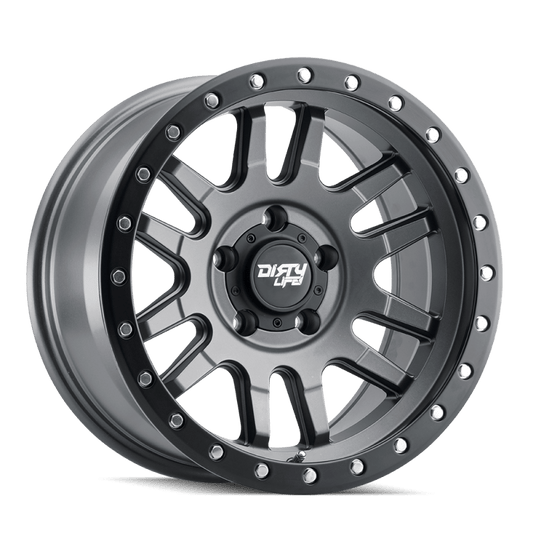 Dirty Life 9309 Canyon Pro 17x9/5x127 BP/-12mm Offset/71.5mm Hub Satin Graphite Wheel - Beadlock - Mammoth Racing -