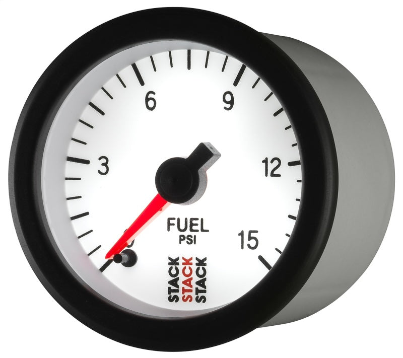 Autometer Stack 52mm 0-15 PSI 1/8in Nptf Male Pro Stepper Motor Fuel Pressure Gauge - White - My Store