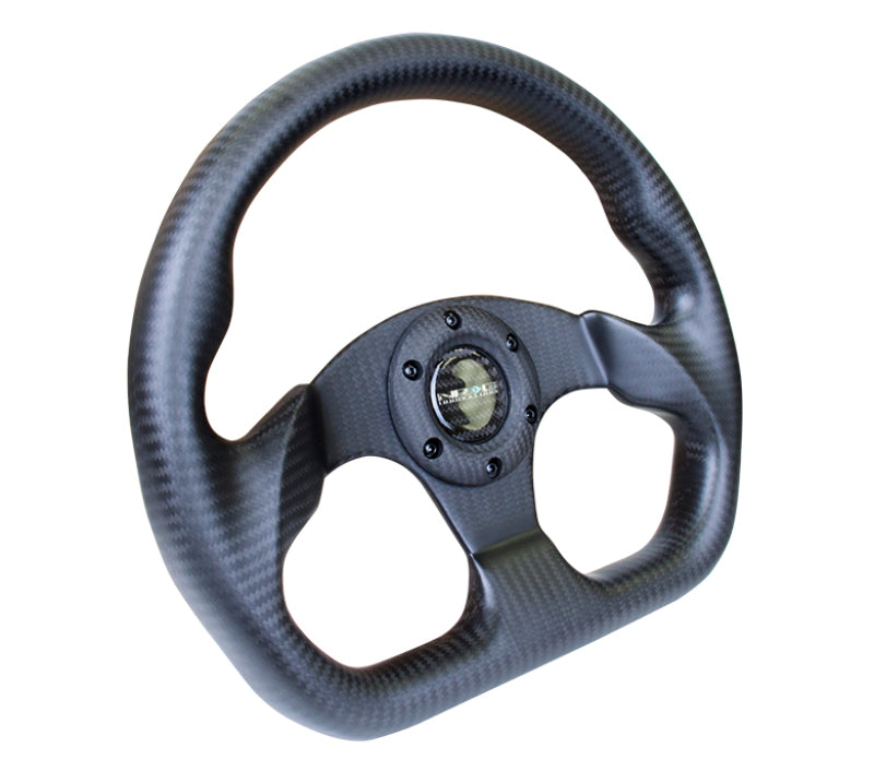 NRG Carbon Fiber Steering Wheel (320mm) Flat Bottom Matte Black Carbon - My Store