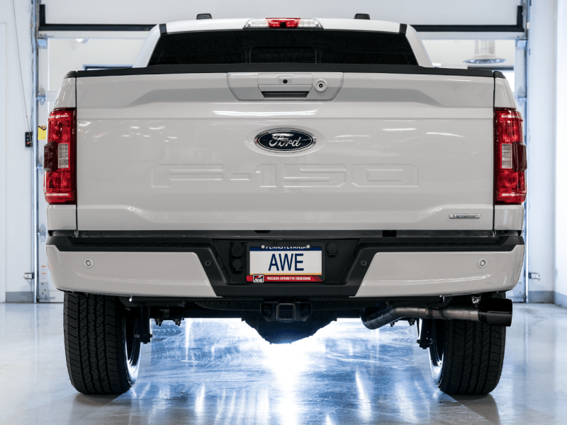 AWE 0FG 21+ Ford F150 Dual Side Exit Cat-Back Exhaust - 4.5in Diamond Black Tips - My Store