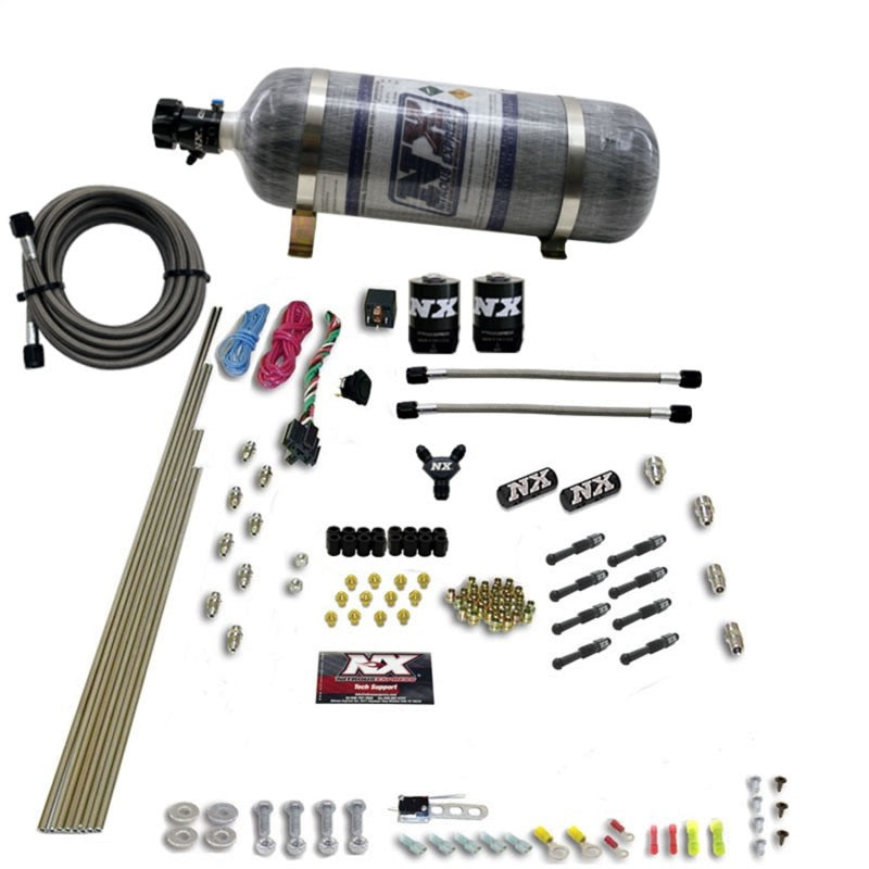 Nitrous Express 8 Cyl Dry Direct Port 2 Solenoids Nitrous Kit (200-600HP) w/Composite Bottle - My Store
