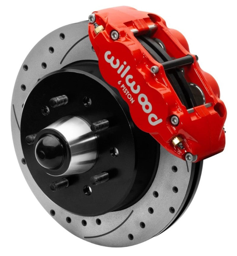 Wilwood 63-87 Chevy C10 Narrow Superlite 6R Front Brake Kit Drilled & Slotted 12.19in Rotors - Red - My Store