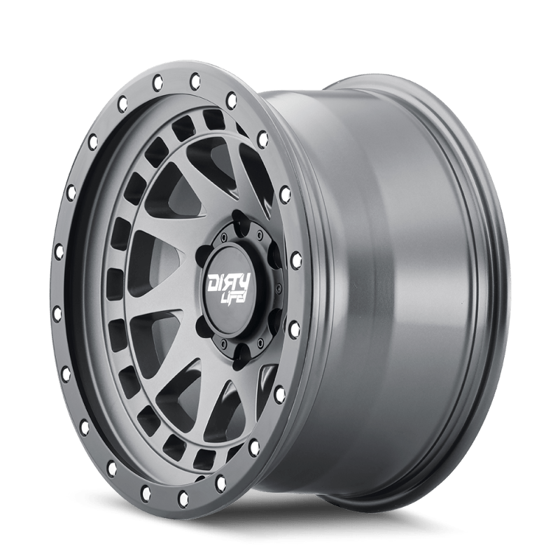 Dirty Life 9311 Enigma Pro 17x9/6x139.7 BP/-12mm Offset/106mm Hub Satin Graphite Wheel - Beadlock - Mammoth Racing -