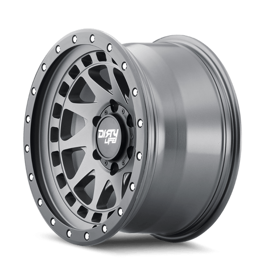 Dirty Life 9311 Enigma Pro 17x9/6x139.7 BP/-12mm Offset/106mm Hub Satin Graphite Wheel - Beadlock - Mammoth Racing -