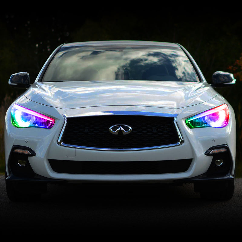Oracle 14-21 Infiniti Q50 RGB+W Headlight Halo Upgrade Kit - ColorSHIFT w/ Simple Controller - Mammoth Racing -