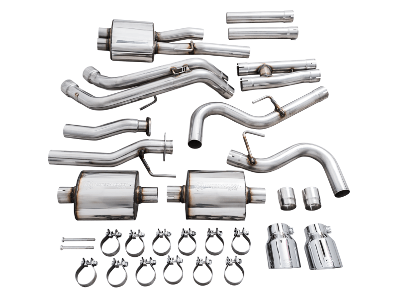 AWE 16-22 Toyota Tacoma 0FG Catback Exhaust w/ BashGuard - Dual Chrome Silver Tips - My Store