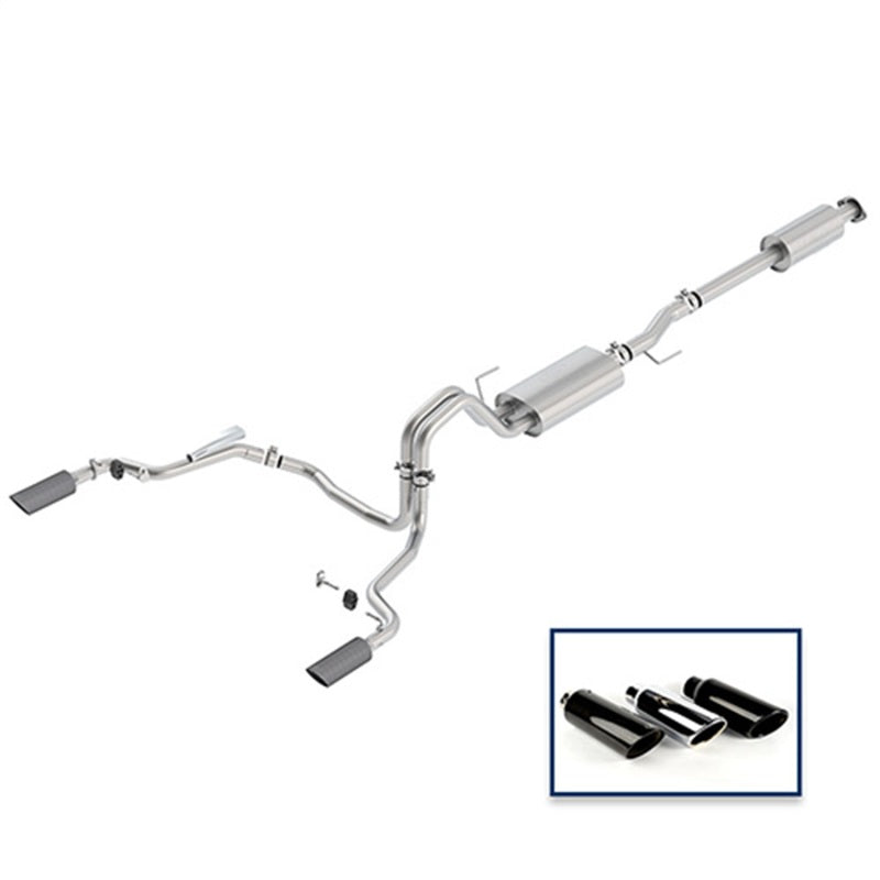 Ford Racing 15-18 F-150 5.0L Cat-Back Touring Exhaust System - Rear Exit Carbon Fiber Tips - Mammoth Racing -