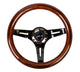 NRG Classic Wood Grain Steering Wheel (310mm) Dark Wood & Black Line Inlay w/Blk Chrome 3-Spoke Ctr. - My Store