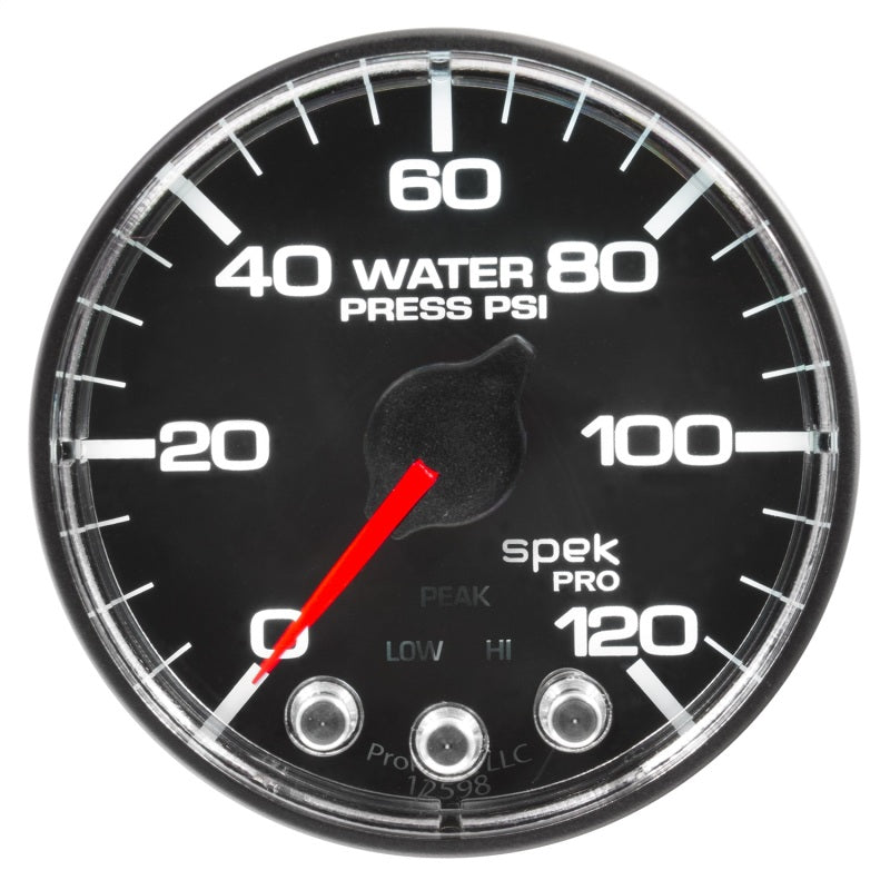Autometer Spek-Pro Gauge Water Press 2 1/16in 120psi Stepper Motor W/Peak & Warn Blk/Chrm - My Store