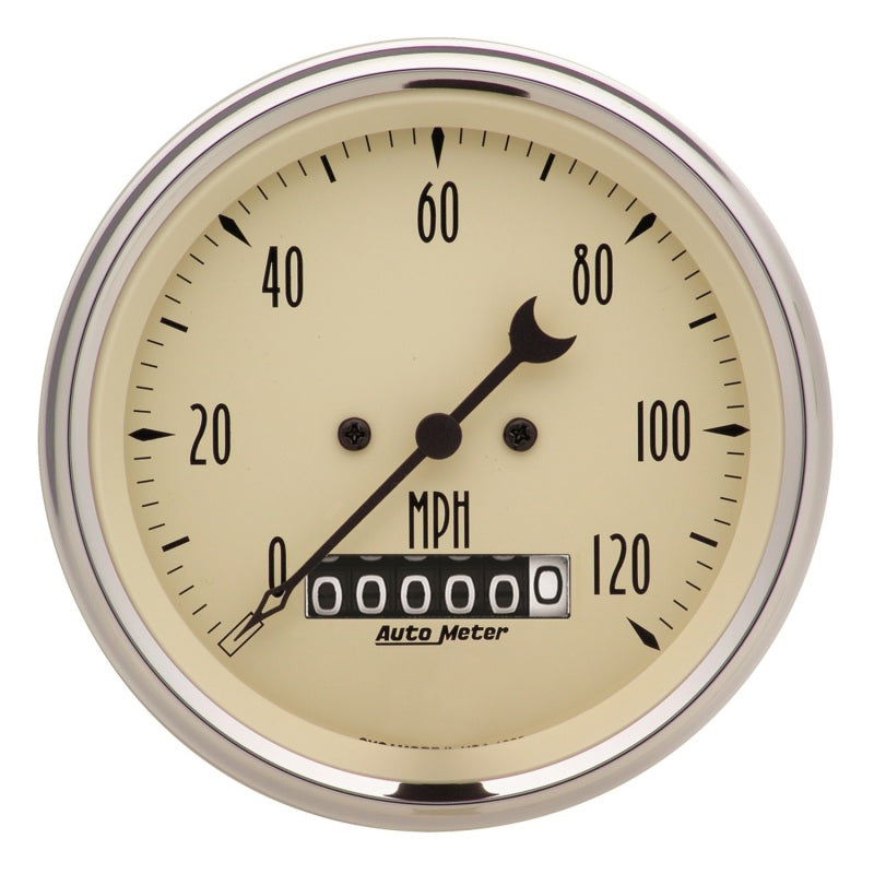 Autometer 3-3/8in 120mph Antique Beige Elec. Programmable Speedometer w/ Wheel Odometer - My Store