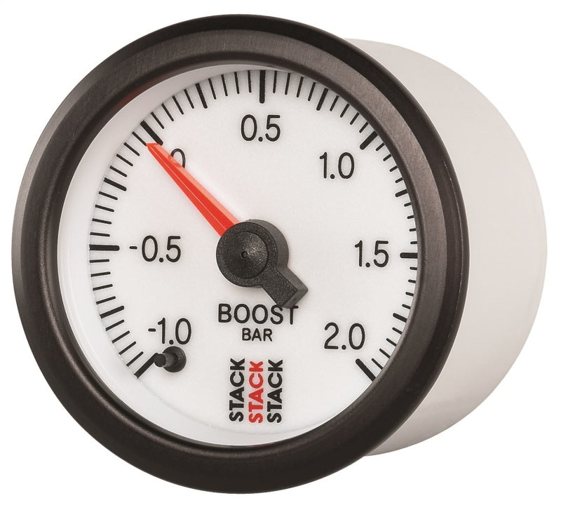 Autometer Stack 52mm -1 to +2 Bar (Incl T-Fitting) Pro Stepper Motor Boost Pressure Gauge - White - My Store